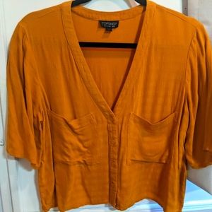 topshop • mustard yellow flowy crop top